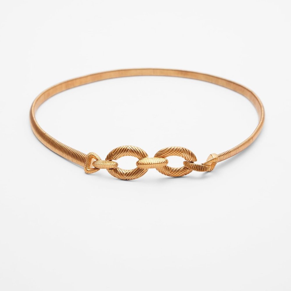 NWT ZARA ELASTIC BELT WITH TRIPLE BUCKLE GOLD BLOGGERS FAV